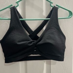 Fabletics cross front black sports bra size M